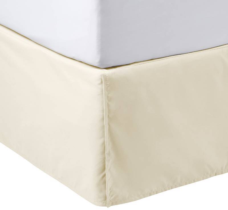 lot 43976 image: Amazon Basics Lightweight Pleated Bed Skirt, Queen, Beige, Solid - Retail $10