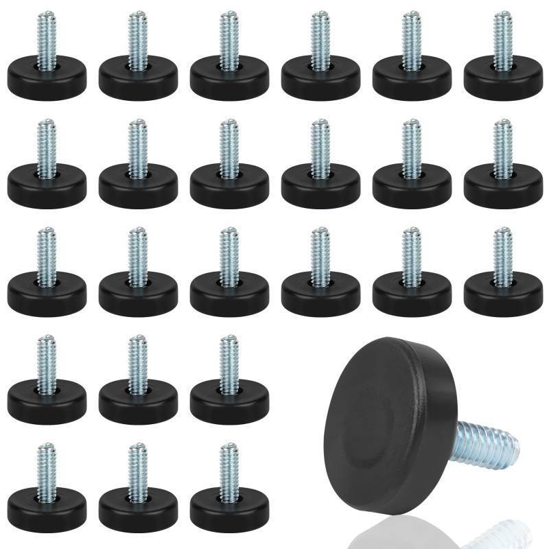 lot 43990 image: 14 Thread Furniture Feet Levelers, 24 PCS Adjustable Furniture Feet Threaded Screw in, Leveling Feet Screw On Furniture Glide Leveling for Table, Cabinets, Chairs, Stool Legs - Retail $14