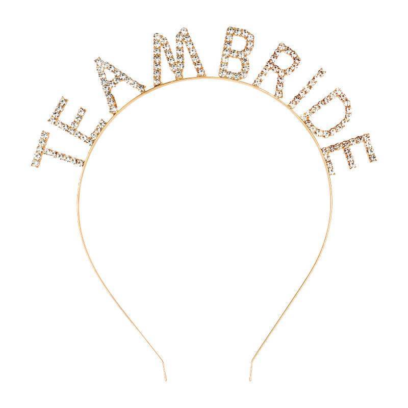 lot 44021 image: Gold Team Bride Headband Bachelorette Party Decorations Rhinestone Bridesmaid Headbands for Bridal Shower, Bachelorette Party, Wedding - Retail $7