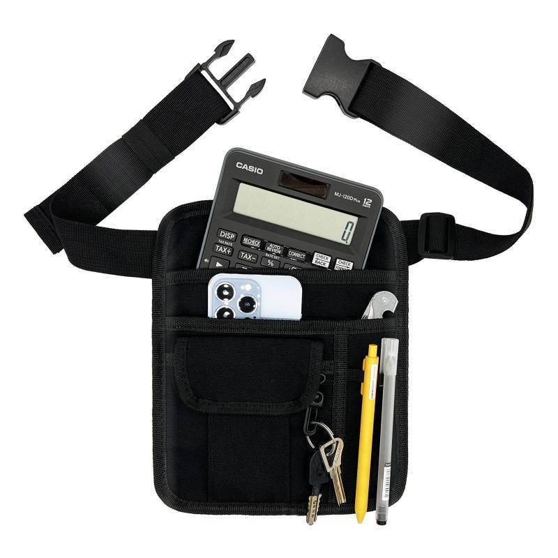 lot 44022 image: Restaurant Waiter Waist Pouch Bag, Serving Apron with Multiple Pockets, Adjustable Belt for Waitress and Bartender Black - Retail $9