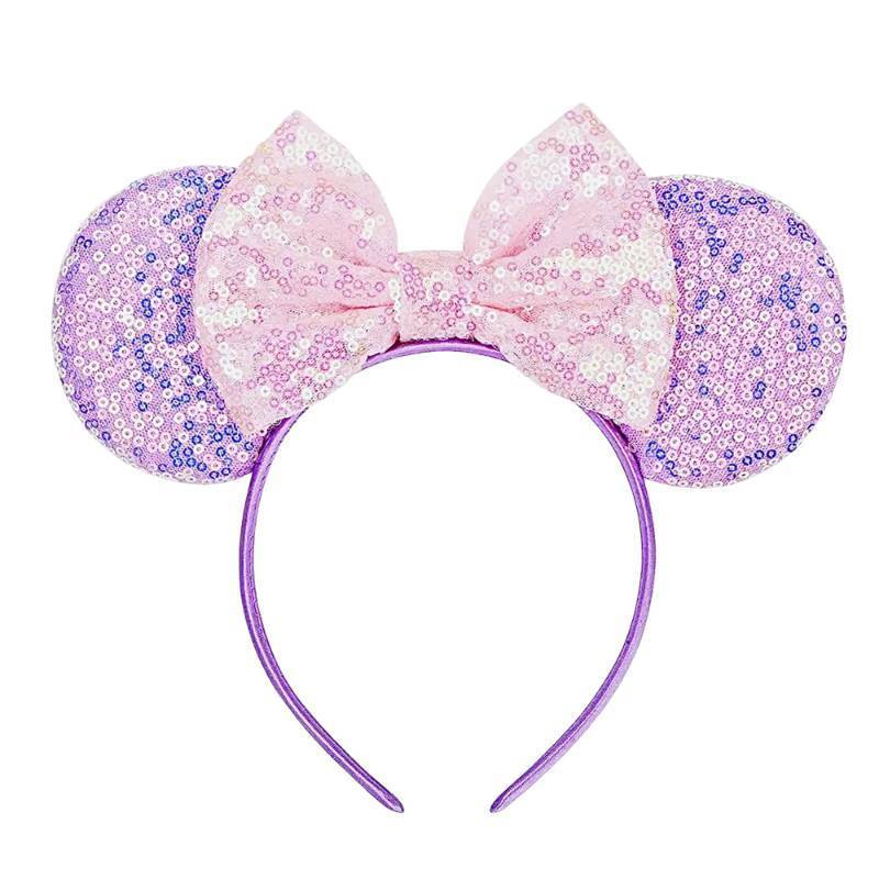 lot 34915 image: Mouse Ears Headbands for Women Groups Mouse Ears Shiny Bows for Birthday Themed Events Accessories Party (Purple1, One Size) - Retail $8