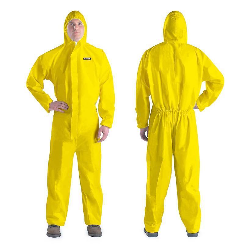lot 34923 image: Hazmat Suit Disposable Coverall  Heavy Duty Full Body Paint Coverall & Suit Sizes - Large, Yellow, 1 - Retail $7