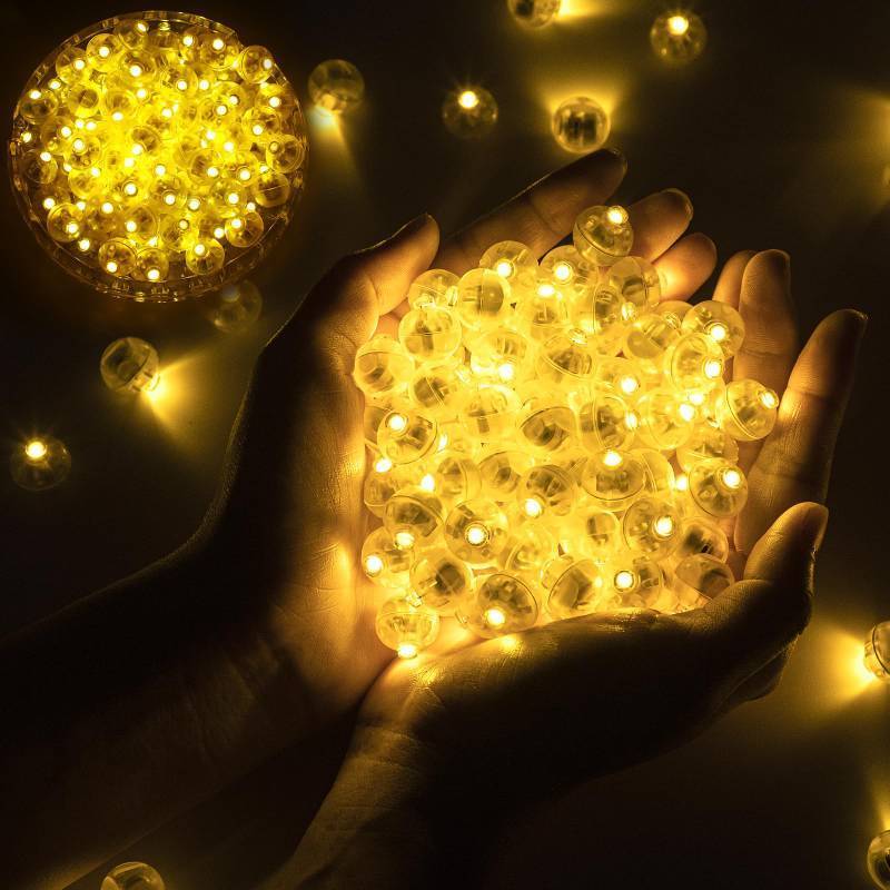 lot 34941 image: 100pcs Mini Led Lights - Round, Long Standby Time, Multicolor Ball Light Paper Lanterns for Birthday Party, Christmas, Halloween Decoration Warm White - Retail $13