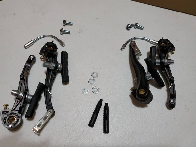 lot 34993 image: Free-fly 1 Pair Bike Brakes Mountain Bike V Brakes Set, Including V Brake for Front and Rear Wheel, Fit for Most Bicycle, Road Bike, MTB, BMX (Black) - Retail $15