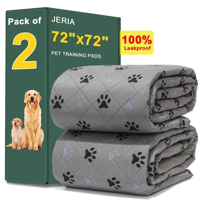 lot 35022 image: 2 Pack 72x 72 Waterproof Non Slip Wee Wee Pad Reusable Washable Pee Pads for Dogs Absorbent and Leakproof Training Mats for Potty, Bed, Sofa, Potty Training - Retail $46