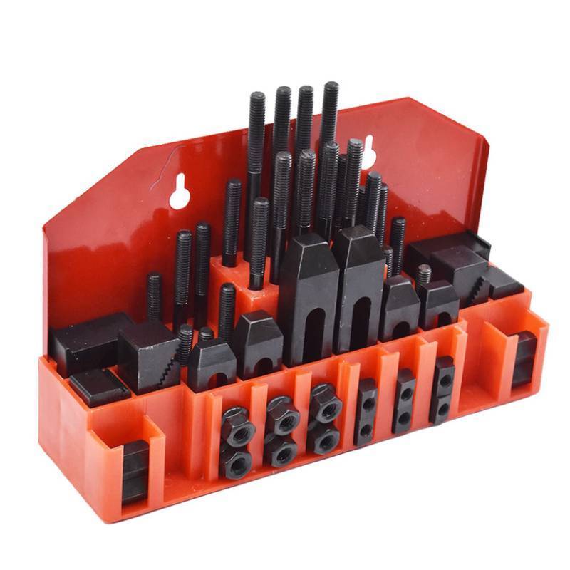 lot 35023 image: 58 Pcs Pro-Series 716 Inch T-Slot Hold Down Clamp Clamping Kit Replacement for Bridgeport Mill Set Up Set (38-16) - Retail $53