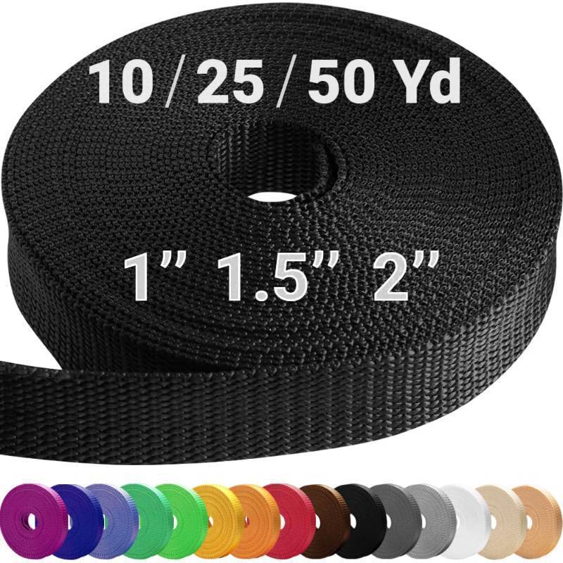 lot 34548 image: 1.5 Inch Webbing �� Black �� 10 Yards �� 1.5�� Webbing for Climbing Outdoors Indoors Crafting DIY - Retail $12