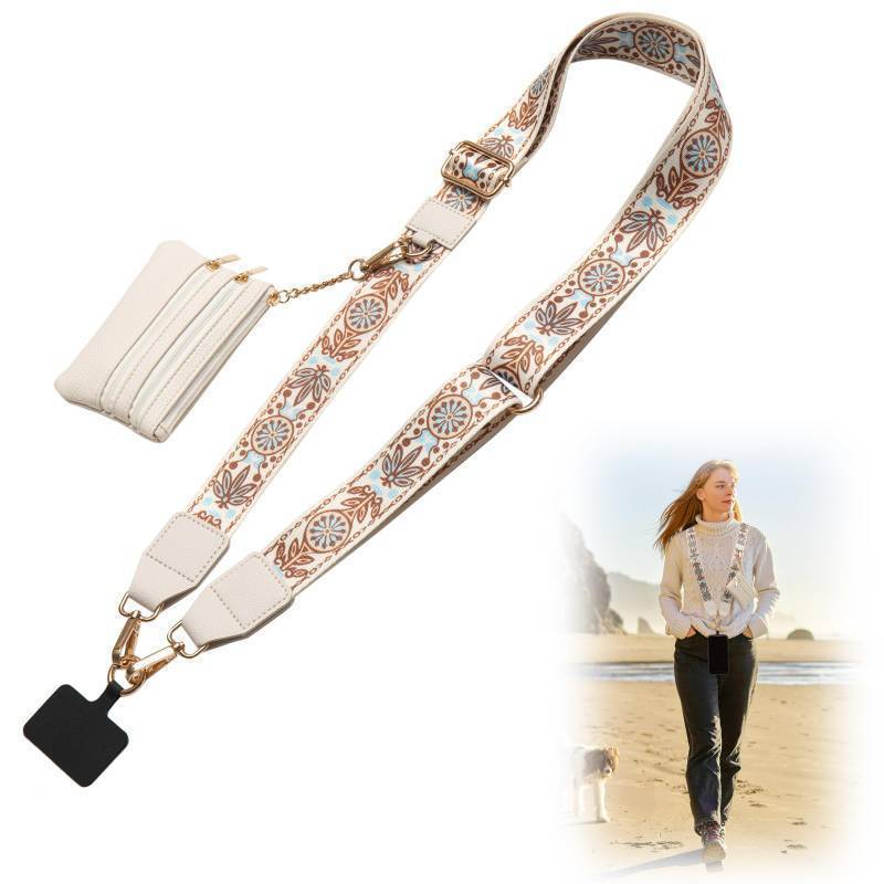 lot 34553 image: Cell Phone Lanyard Crossbody, Adjustable Cell Phone Strap with Detachable Wristlet, Clip and Go Strap for Phone with Wallet Crossbody - Retail $10