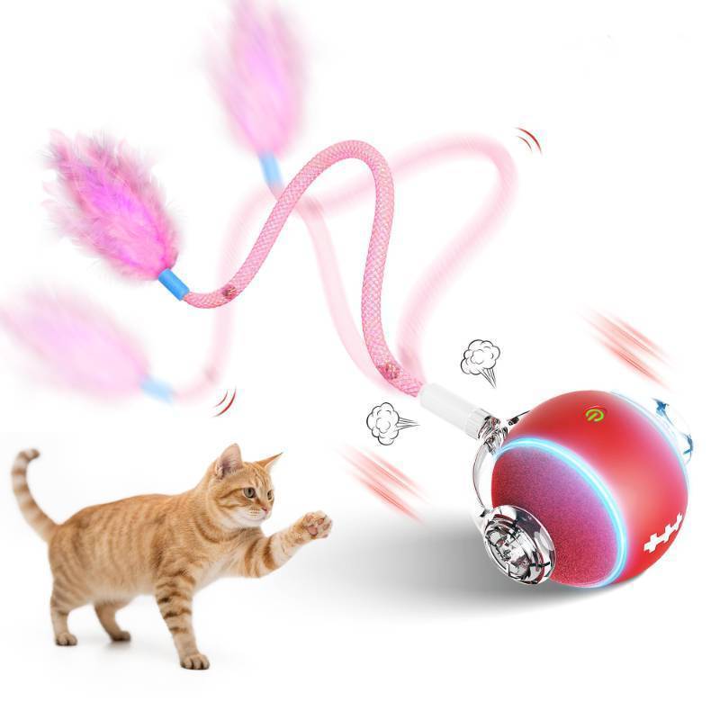 lot 15028 image: Interactive Cat Toys for Indoor Cats,3 Modes Electric Moving Cat Ball with Feather Tail,800MAH Large Capacity & Low Noise, Automatic Kitten Toys for Bored Indoor Adult Cats - Retail $15