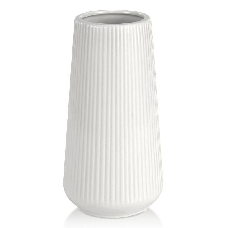 lot 14970 image: White Ceramic Vase, Small Cute Flower Vase for Pampas Grass, Home, Living Room, Dining Table, Farmhouse, Office Decor, Bedroom, Table, and Kitchen Shelf (White) - Retail $20
