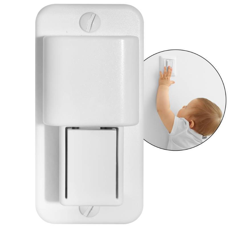 lot 14979 image: Child Safety Garbage Disposal Light Switch Lock  Guard Children Protect With Push and Slide Switch - Retail $12