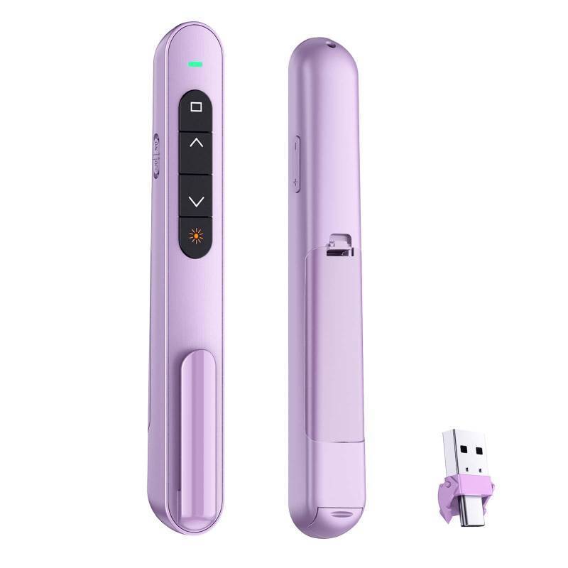 lot 71841 image: QUI Presentation Clicker for PowerPoint, RF 2.4GHz USB C Wireless Presenter Remote with Volume Control, PowerPoint Clicker Slide Advancer for Mac, Windows, Laptop, Keynote - Retail $20