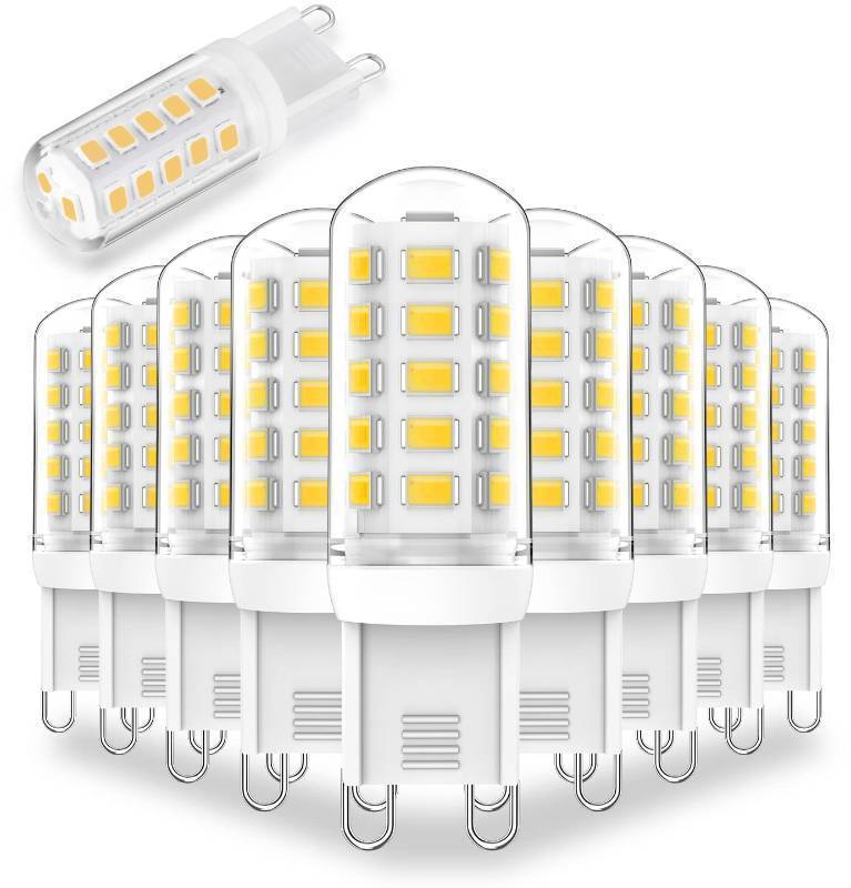 lot 71901 image: G9 Dimmable LED Light Bulb 3W Daylight White 6000K,40W 60W Halogen Equivalent, G9 Bulb 350 LM AC 120V for Chandelier Wall Pendant Ceiling Lighting Lamps No-Flicke,10-Pack - Retail $21