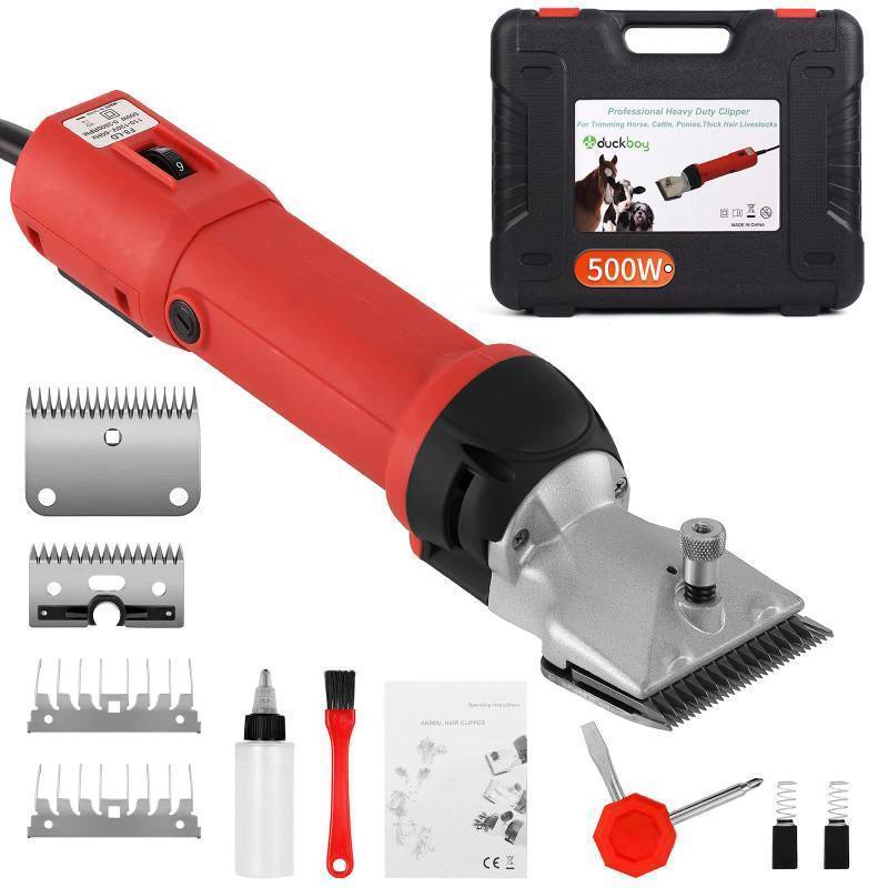 lot 71936 image: DUCKBOY Heavy Duty Clippers for Thick Coats Animals, 500W Professional Electric Shearing Machine for Horse Pony Cattle and Large Dogs Livestocks Grooming, 6 Speed & 2 Detachable Shearing Blades - Retail $136