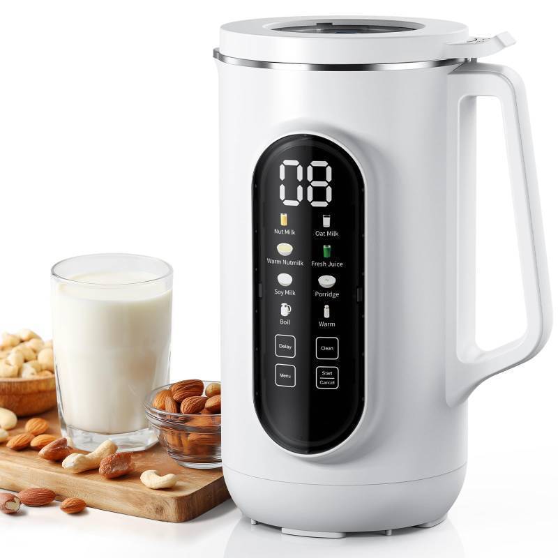 lot 71939 image: 10 in 1 Nut Milk Maker, AMZCHEF 40oz Plant Milk Maker for Homemade Almond Milk, Soy Milk, Oatmeal, and Non-Dairy Beverages, BPA Free Almond Milk Maker with Delay Start, Keep Warm, Clean, Boiling - Retail $62