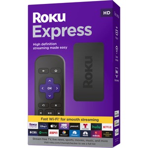 lot 25152 image: Roku - Express  Streaming Media Player with Standard Remote (no TV controls) - Black