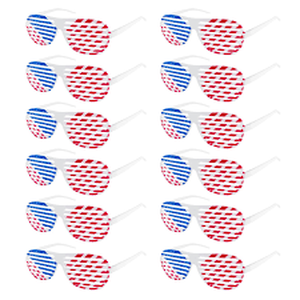 lot 25132 image: American Flag USA Patriotic Design Plastic Shutter Glasses Shades Sunglasses Eyewear for Party Props, Decoration (12 Pairs)