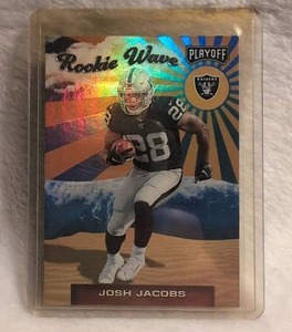 lot 1703 image: 2019 Panini Playoff Josh Jacobs Rookie Wave Raiders Card