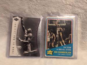lot 1905 image: 2001 Upper Deck NBA Legends Wilt Chamberlain Lakers Card - 2 ct