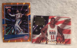 lot 1916 image: Detroit Pistons Basketball Cards - Derrick Rose and Isiah Thomas USA
