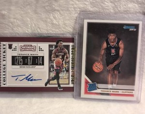 lot 1930 image: Terance Mann 2019-20 Rookie Card Lot - Donruss &amp Contenders Auto - 2 ct