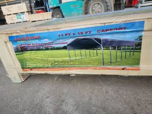 lot 16012 image: Starvox 11x19 ft Metal Carport Kit - Model CP1119