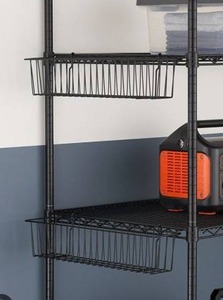lot 26695 image: Trinity 21-inch Wire Hanging Storage Basket , Black- 2 Pack