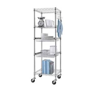 lot 26703 image: TRINITY EcoStorage 5 Tier Commercial Square Rack with Wheels, 18x18x56.5, Chrome