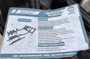 lot 15078 image: Unused Mower King Skid Steer Auger  SSECAG-Y (Includes 3 Bits)