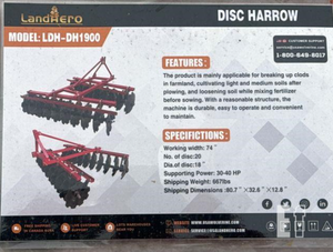 lot 2582 image: Unused Landhero Disc Harrow LDH-DH1900