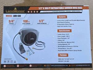 lot 2861 image: Unused Retractable Garden Hose Reel  LHR-I30