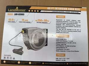 lot 2864 image: Unused Landhonor 65 FT Extension Cord Reel  LHR-ECR65