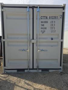 lot 10519 image: One Way Use 12ft Shipping Container  CTTN 012251  Window & Entry Door  Side Of Container is Damaged
