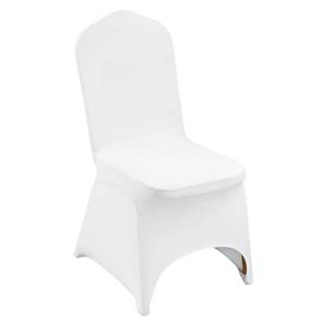 lot 6392 image: VEVOR 50 Pcs White Chair Covers Polyester Spandex Chair Cover Stretch Slipcovers for Wedding Party Dining Banquet Chair Decoration Covers