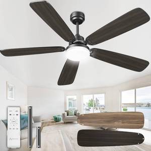 Arecovas Ceiling Fans with Lights and Remote, 52 Inch Modern Ceiling Fan with Light, Downrod & Flush Mount, Quiet DC Motor, Dual Finish 5 Blades Ceiling Fan for Bedroom Living Room Farmhouse Indoor
