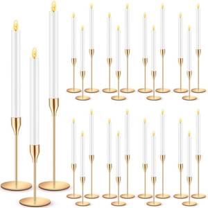 lot 6400 image: FillTouch Gold Candlestick Holders with Flameless LED Candles Bulk for Wedding Valentines Table Centerpieces Home Decor
