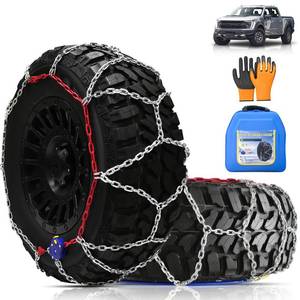 lot 6408 image: AutoChoice AutoFixing Snow Chains, Heavy Duty Emergency Tire Chains For Pickup Trucks and Off-road SUV, Easy Installation, Set of 2(HYR-A)