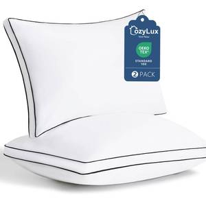 lot 6412 image: CozyLux Pillows Queen Size Set of 2, Soft and Supportive 3D Down Alternative Bed Pillow for Sleeping 2 Pack White, Luxury Hotel Quality Gusseted Bedding Pillow for Back, Stomach or Side Sleepers 18x28