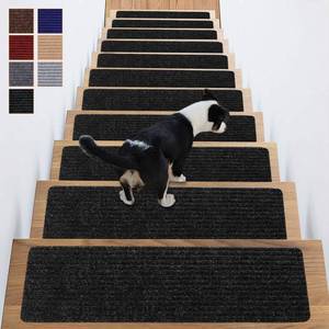 lot 6413 image: Antdle Carpet Stair Treads for Wooden Steps Non-Slip Indoor 16pcs 8x30inch Stair Treads Carpet Anti Slip for Dogs, Elders, Kids Stair Runners for Wooden Steps Stair Pads Mats Covers Pads, Black