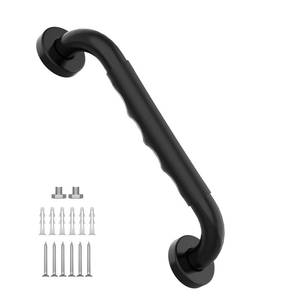 lot 6414 image: 20 Inch Shower Grab Bar wAnti Slip Rubber Grip, Munzong Black Stainless Steel Bathroom Grab Bar, Bathroom Balance Bar,Safety Handrail Support,Handicap Injury Elderly Senior Assist Bath Handle