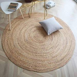 lot 6418 image: FRELISH DECOR Handwoven Jute Area Rug - 4 feet Round - Natural Yarn - Rustic Vintage Beige Braided Reversible Rug - Eco Friendly Rugs for Bedroom - Kitchen - Living Room - Farmhouse (4 Round)