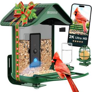 BIRDLEGEND-BL03 2L Large Bird Feeder with Camera Solar Powered, 2K Clarity 3:4 Portrait Free AI Identify Arrival Alerts with 64GB Card Smart Cameras Birds Feeders Wireless Outdoor Gift for Bird Lover