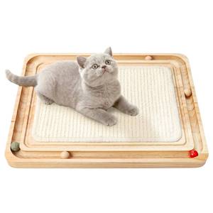 lot 6422 image: Ahomdoo Cat Scratcher pad Sisal cat Scratching Interactive Toy with Track Wooden Ball Cats Scratch Pad for Physical Exercise