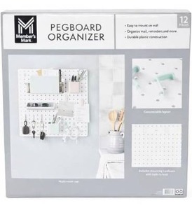 lot 6423 image: Members Mark Wall Mount Pegboard Organizer, Multicolor, 12-Piece Set
