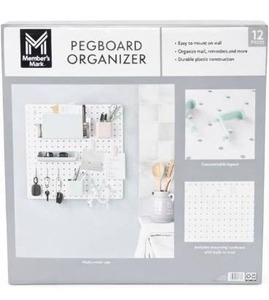 lot 6424 image: Members Mark Wall Mount Pegboard Organizer, Multicolor, 12-Piece Set