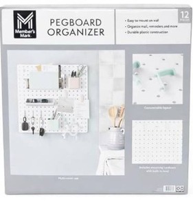 lot 6428 image: Members Mark Wall Mount Pegboard Organizer, Multicolor, 12-Piece Set