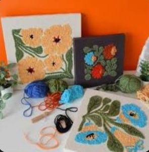 lot 6437 image: art 101 crafts punch needle embroidery canvas 16 pcs
