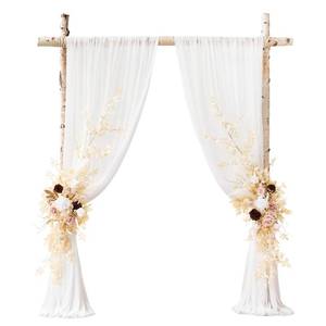 lot 6439 image: Lings moment Wedding Arch Flowers for Wedding Ceremony Arrangement Decor, 2 Pcs Fake Flowers Swag Floral Garland Decoration, 2pcs Drapes Kit, Backdrop Stand for Party Wedding GiftsBeige