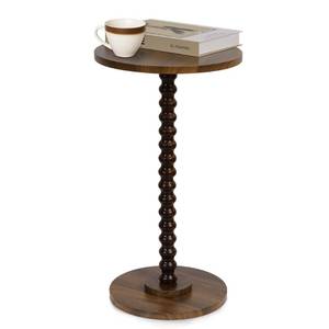 lot 6443 image: Round Side Table, Small End Table for Small Space, Modern Accent Table with Solid Wood Leg, Easy Assembly for Living Room, Bedroom, Corners, and Office (Rustic Brown)