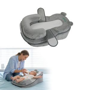 lot 6444 image: XFaa Rootling Baby Feeding Pillow, Anti Overflow Feeding Pillow for Reducing Spit-Up, Safety Nursing Pillow, Baby Lounger Reflux Wedge Breastfeeding, Removable top and Bottom (Gray, Small)